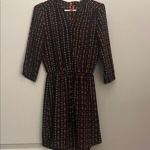 Eight Sixty Black and Red Patterned Long Sleeve Dress